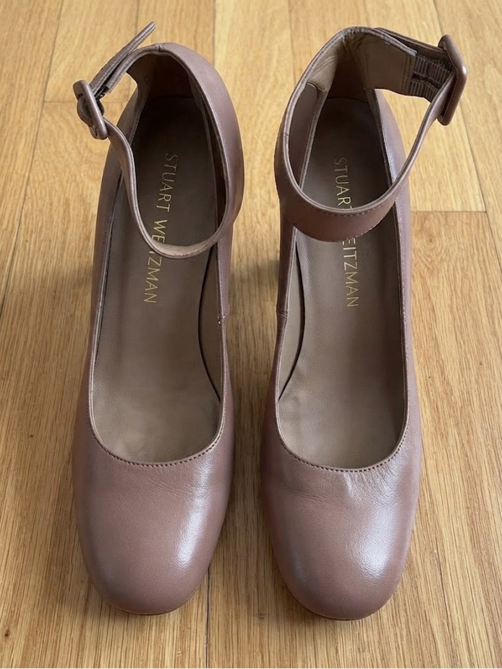 Stuart Weitzman Brown Leather Ankle-Strap Heels